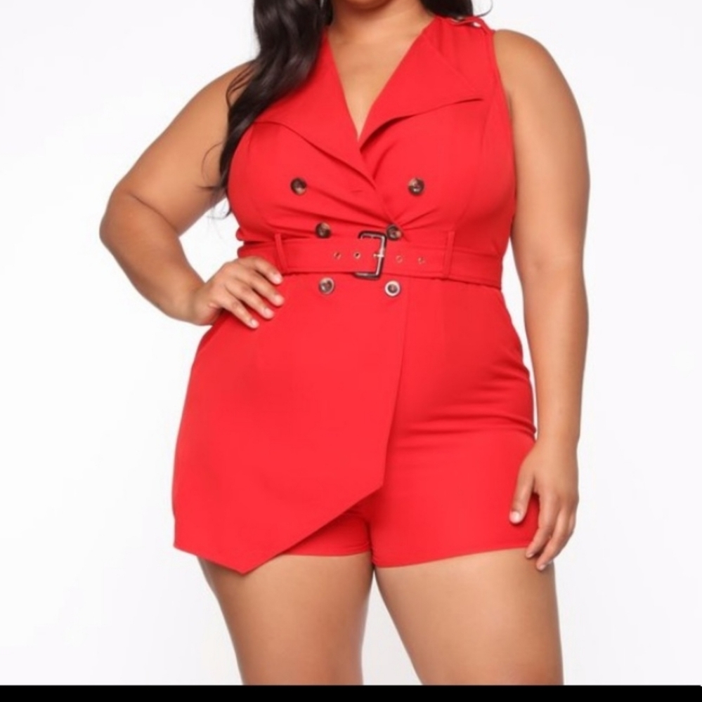 Nwt Fashion nova red romper 2x